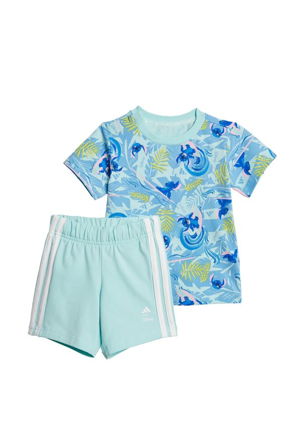 Zestaw Adidas Disney Lilo & Stitch T-Shirt. Kolor: niebieski, wielokolorowy. Wzór: motyw z bajki