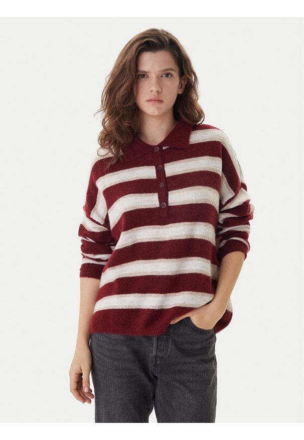 only - ONLY Sweter Talio 15358606 Bordowy Regular Fit. Kolor: czerwony. Materiał: syntetyk