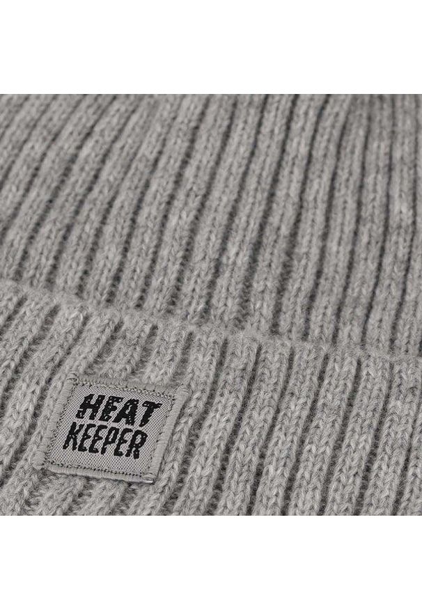HEAT KEEPER - Czapka termiczna damska + pompon Jeden rozmiar - 2 sztuki. Kolor: szary. Materiał: poliester, elastan. Sezon: zima. Styl: sportowy