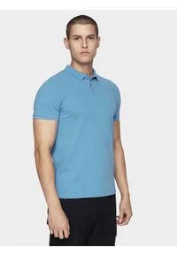4f - Koszulka polo męska. Typ kołnierza: polo. Kolor: niebieski. Materiał: bawełna, dzianina #1