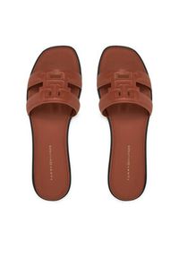 TOMMY HILFIGER - Tommy Hilfiger Klapki Th Logo Strap Mule FW0FW08671 Brązowy. Kolor: brązowy. Materiał: skóra #4