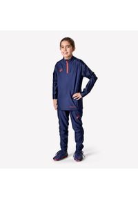 KIPSTA - Bluza piłkarska dla dzieci Kipsta Viralto Roarr na krótki suwak. Kolor: pomarańczowy, różowy, niebieski, wielokolorowy. Materiał: materiał, poliester, elastan. Długość: krótkie. Sport: piłka nożna