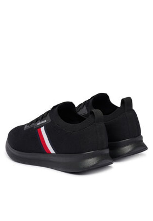 TOMMY HILFIGER - Tommy Hilfiger Sneakersy Lightweight Knitted Runner FM0FM05756 Czarny. Kolor: czarny. Materiał: materiał