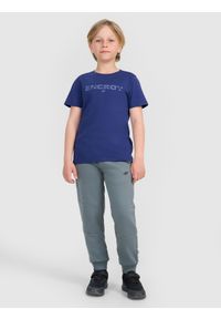 4f - 4F Spodnie dresowe joggery chłopięce - turkusowe 146 (10-11 lat). Okazja: na co dzień. Kolor: turkusowy. Materiał: dresówka. Wzór: gładki, ze splotem. Sezon: lato. Styl: młodzieżowy, casual, sportowy #1