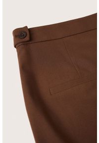mango - Mango spodnie Charlie damskie kolor brązowy szerokie high waist. Stan: podwyższony. Kolor: brązowy. Materiał: włókno #7