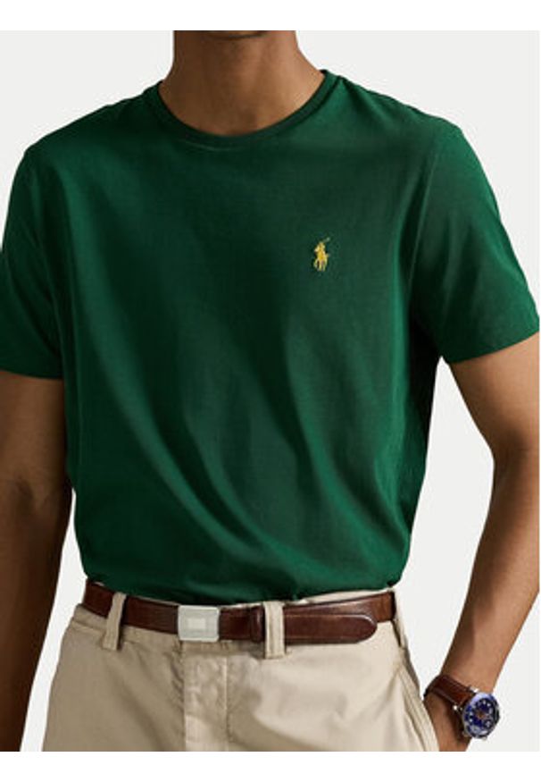 Polo Ralph Lauren T-Shirt 710671438461 Zielony Custom Slim Fit. Typ kołnierza: polo. Kolor: zielony. Materiał: bawełna