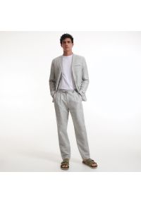 Reserved - Lniane spodnie typu comfort - Jasny szary. Kolor: szary. Materiał: len