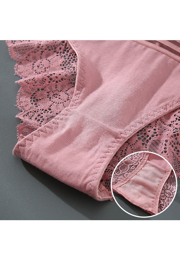 Intica - Majtki bezszwowe z szerokim pasem i koronką Dobrita. Kolor: różowy. Materiał: koronka. Wzór: koronka