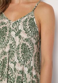 Born2be - Zielona Asymetryczna Sukienka Bawełniana na Cienkich Regulowanych Ramiączkach Nelyndra. Kolor: zielony. Materiał: bawełna. Długość rękawa: na ramiączkach. Sezon: lato. Typ sukienki: asymetryczne #2