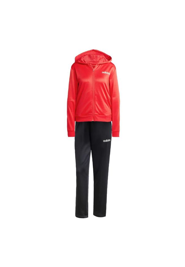 Adidas - Dres Essentials Linear. Kolor: czerwony. Materiał: dresówka. Sport: fitness