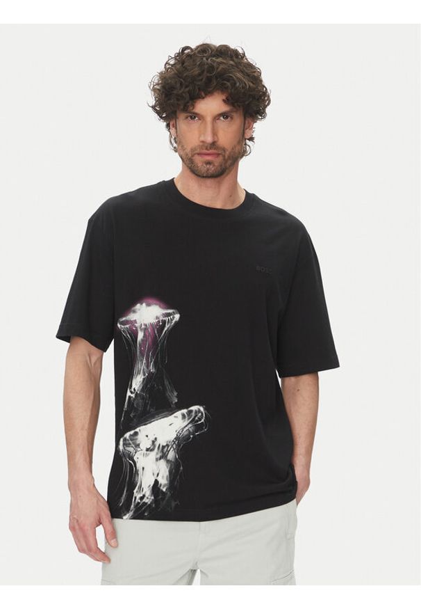 BOSS T-Shirt Te_Jellyfish 50541099 Czarny Relaxed Fit. Kolor: czarny. Materiał: bawełna