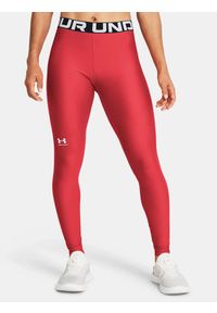 Under Armour - Legginsy treningowe damskie UNDER ARMOUR szybkoschnące termoaktywne. Kolor: czerwony. Sport: fitness