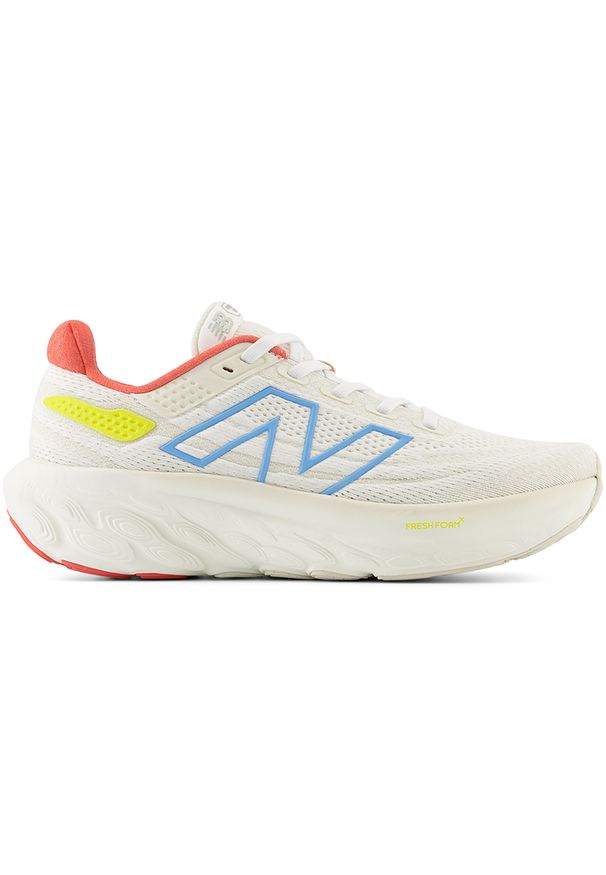 Buty do biegania damskie New Balance Fresh Foam 1080 v13 W1080O13 – białe. Okazja: na co dzień. Kolor: biały. Materiał: materiał. Szerokość cholewki: normalna. Wzór: geometria. Sport: fitness, bieganie