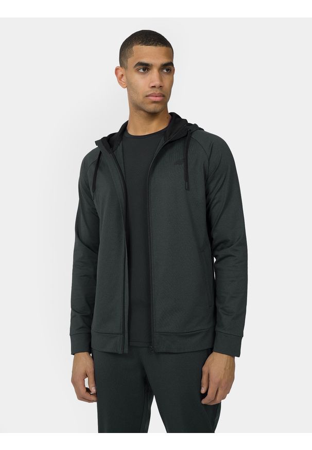4f - 4F Bluza treningowa rozpinana z kapturem męska 3XL. Typ kołnierza: kaptur. Kolor: czarny. Materiał: materiał, dzianina. Długość rękawa: raglanowy rękaw