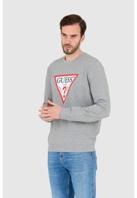 Guess - GUESS Szara męska bluza slim fit, Rozmiar M. Kolor: szary