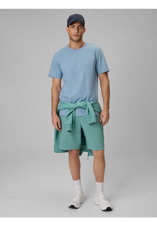 4f - 4F Spodenki dresowe męskie - miętowe XL. Kolor: turkusowy. Materiał: dresówka. Sport: turystyka piesza, fitness