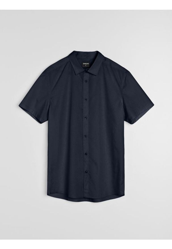 Sinsay - Koszula z krótkim rękawem - granatowy. Kolor: niebieski. Długość rękawa: krótki rękaw. Długość: krótkie