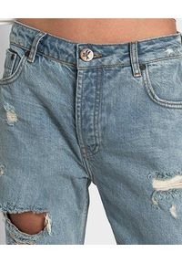 ONETEASPOON - Jeansowe spodenki Kansas Truckers. Stan: podwyższony. Kolor: niebieski. Materiał: jeans. Długość: do kolan. Wzór: aplikacja. Styl: rockowy #3