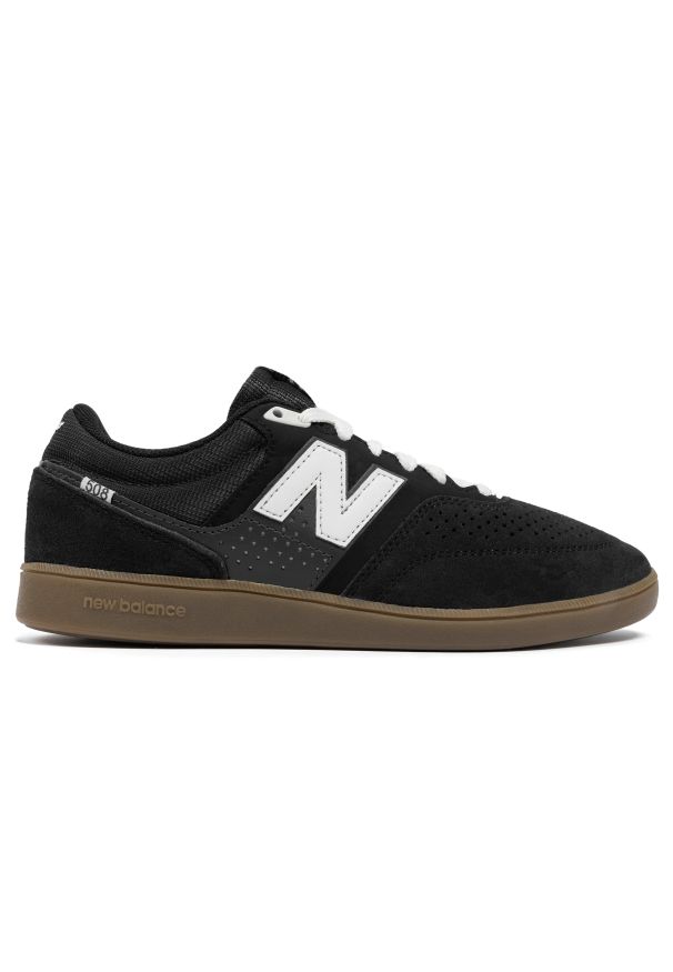 Buty męskie New Balance Numeric NM508SBA – czarne. Kolor: czarny. Materiał: skóra, zamsz, dresówka, materiał, syntetyk. Szerokość cholewki: normalna. Wzór: nadruk. Sport: skateboard