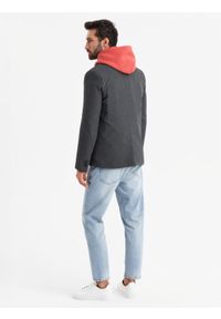 Ombre Clothing - Elegancka marynarka męska z dekoracyjnymi guzikami na mankietach - grafitowa V1. Kolor: szary. Materiał: poliester. Styl: elegancki #6