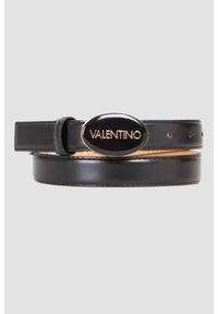 Valentino by Mario Valentino - VALENTINO Czarny pasek Block Plaque Buckle Belt. Kolor: czarny #1