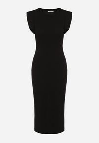Born2be - Czarna Sukienka Bodycon z Prążkowanej Dzianiny z Rozcięciem Roleria. Okazja: na co dzień. Kolor: czarny. Materiał: dzianina, prążkowany. Długość rękawa: bez rękawów. Typ sukienki: bodycon. Styl: casual, elegancki #5