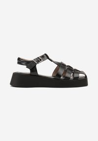 Renee - Czarne Sandały w Stylu Gladiatorek Firanele. Okazja: na co dzień. Zapięcie: sprzączka. Kolor: czarny. Sezon: lato. Obcas: na obcasie. Styl: casual. Wysokość obcasa: niski #3