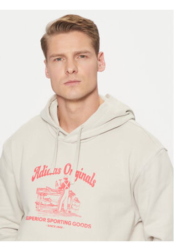 Adidas - adidas Bluza Wabash JD0670 Beżowy Loose Fit. Kolor: beżowy. Materiał: bawełna