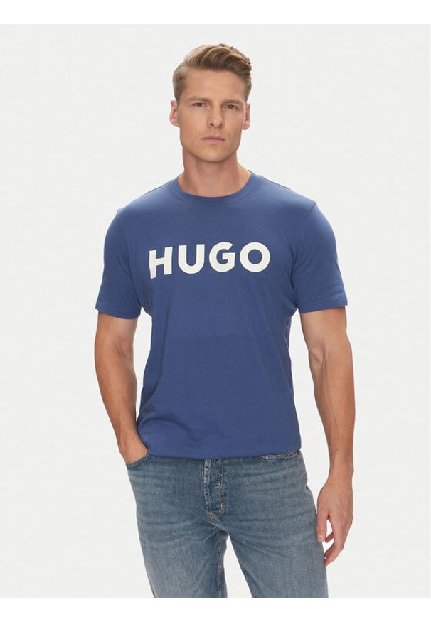 Hugo - HUGO T-Shirt Dulivio 50467556 Niebieski Regular Fit. Kolor: niebieski. Materiał: bawełna
