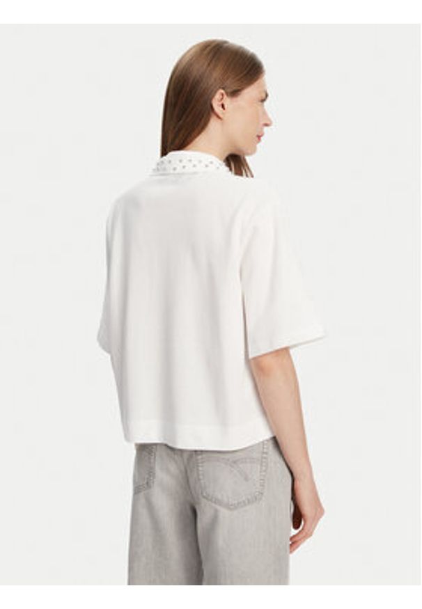 Marella Polo Gonzaga 2513951014 Biały Relaxed Fit. Typ kołnierza: polo. Kolor: biały. Materiał: bawełna