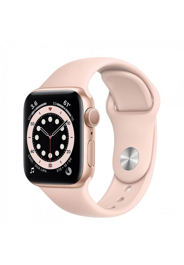 APPLE - Smartwatch Apple Watch 6 GPS 44mm aluminium, złoty | piaskowy róż pasek sportowy. Rodzaj zegarka: smartwatch. Kolor: różowy, złoty, wielokolorowy. Styl: sportowy