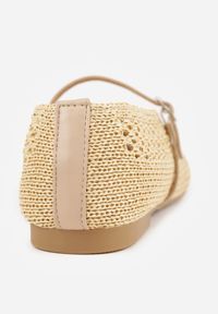 Born2be - Ciemnobeżowe Balerinki VICES z Plecioną Cholewką i Paskiem z Klamerką Nesaphise. Okazja: na co dzień. Zapięcie: pasek. Kolor: beżowy. Materiał: jeans, len. Szerokość cholewki: normalna. Styl: boho, wakacyjny, casual, klasyczny #7