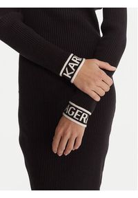 Karl Lagerfeld - KARL LAGERFELD Sukienka dzianinowa A4W13028 Czarny Slim Fit. Typ kołnierza: dekolt w karo. Kolor: czarny. Materiał: syntetyk, bawełna #3