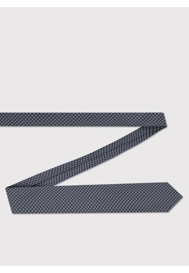 Pako Lorente - PAKO LORENTE – Granatowy krawat w biały wzór. Okazja: na spotkanie biznesowe. Kolor: biały, niebieski, wielokolorowy. Materiał: poliester. Styl: biznesowy