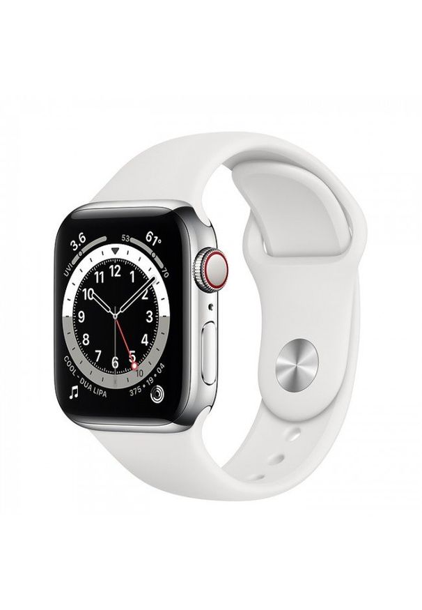 APPLE - Smartwatch Apple Watch 6 GPS+Cellular 40mm stalowy, srebrny | biały pasek sportowy. Rodzaj zegarka: smartwatch. Kolor: biały, wielokolorowy, srebrny, szary. Styl: sportowy