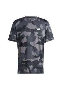 Adidas - Koszulka Train Essentials Camo Allover Print. Kolor: czarny. Materiał: materiał. Wzór: nadruk