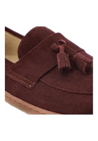 Bordowe Mokasyny Z Frędzlami Armodo Damskie Obuwie Barefoot. Okazja: na co dzień. Kolor: czerwony. Materiał: zamsz. Styl: casual, elegancki #4