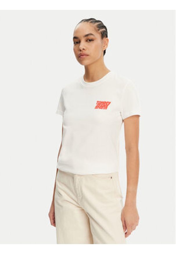 Tommy Jeans T-Shirt Bubble DW0DW21338 Biały Regular Fit. Kolor: biały. Materiał: bawełna