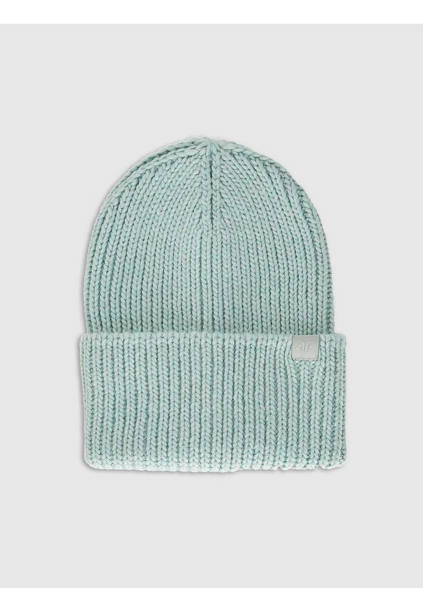 4f - 4F Czapka zimowa damska - turkusowa Uniwersalny. Kolor: turkusowy. Materiał: wełna, akryl, materiał. Sezon: zima. Styl: casual