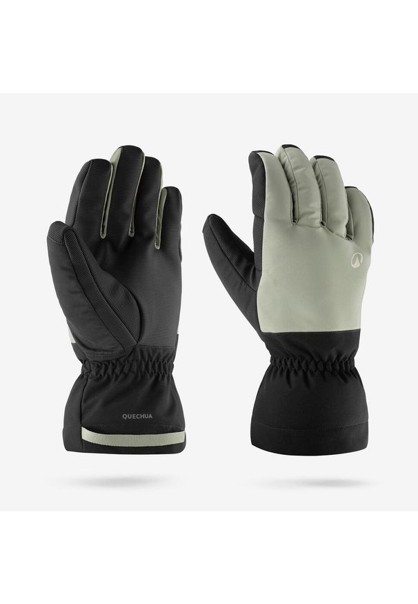 WEDZE - Rękawice narciarskie dla dorosłych Wedze GL500. Kolor: czarny, wielokolorowy, zielony. Materiał: tkanina, futro. Sezon: zima. Sport: narciarstwo