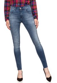 Wrangler - WRANGLER HIGH RISE SKINNY VINTAGE BLUE W27HX785R 112128146. Stan: podwyższony. Styl: vintage