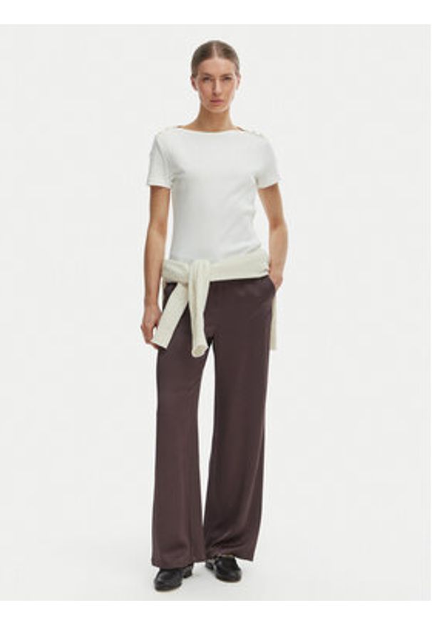 TOMMY HILFIGER - Tommy Hilfiger Top WW0WW47806 Beżowy Slim Fit. Kolor: beżowy. Materiał: bawełna