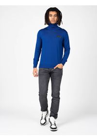 Plein Sport Sweter | MDPS90581 | Mężczyzna | Niebieski. Okazja: na co dzień. Typ kołnierza: golf. Kolor: niebieski. Materiał: wełna. Styl: sportowy #1