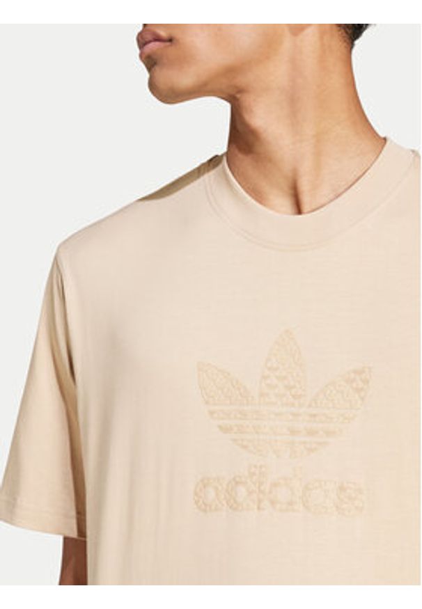 Adidas - adidas T-Shirt Mono IX6747 Beżowy Regular Fit. Kolor: beżowy. Materiał: bawełna
