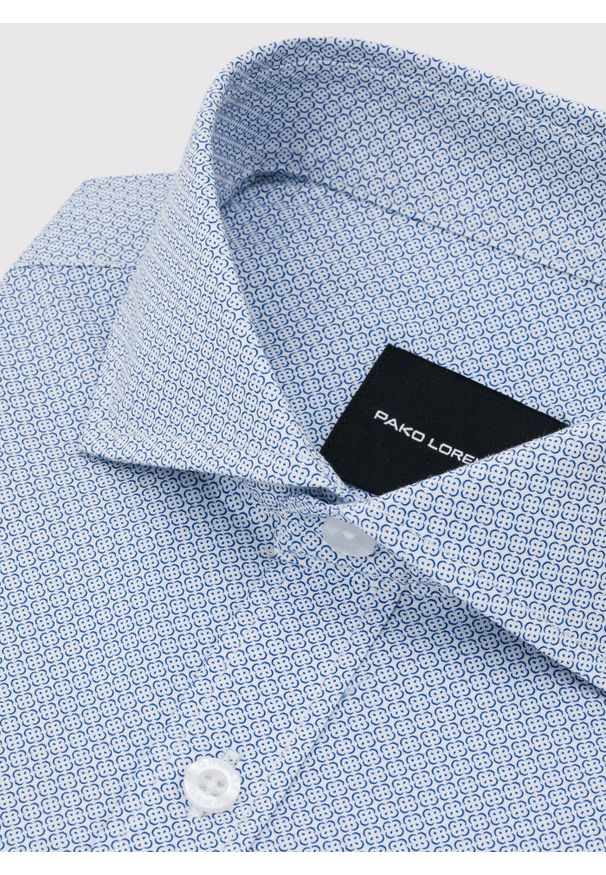 Pako Lorente - PAKO LORENTE - Koszula z niebieskim wzorem geometrycznym. Kolor: niebieski. Materiał: bawełna, elastan. Długość rękawa: długi rękaw. Długość: długie. Wzór: geometria