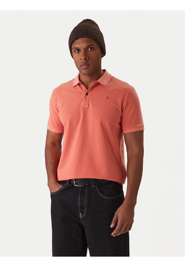 G-Star RAW - G-Star Raw Polo Dunda D11595-D756 Pomarańczowy Slim Fit. Typ kołnierza: polo. Kolor: pomarańczowy. Materiał: bawełna