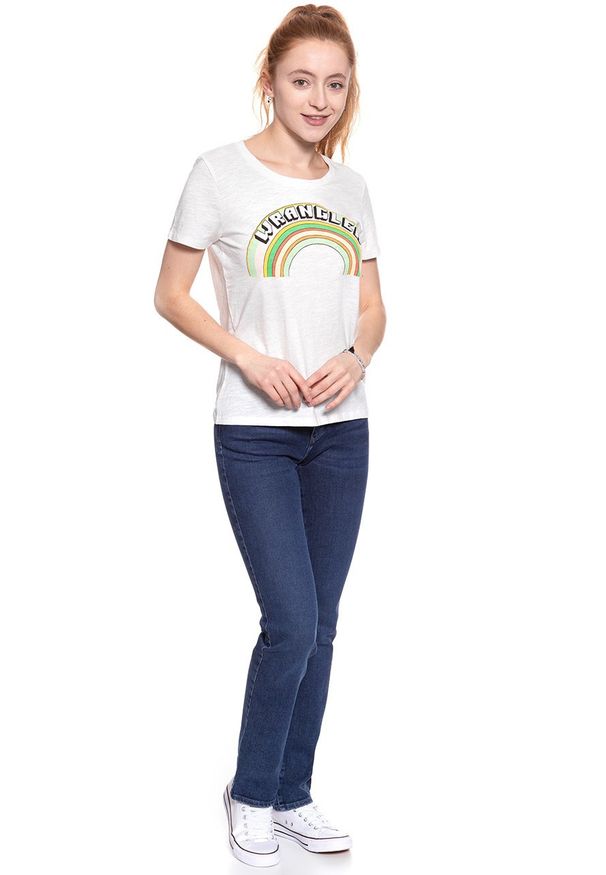 Wrangler - WRANGLER T SHIRT DAMSKI GRAPHIC TEE OFFWHITE W702RG902 112130900. Wzór: nadruk
