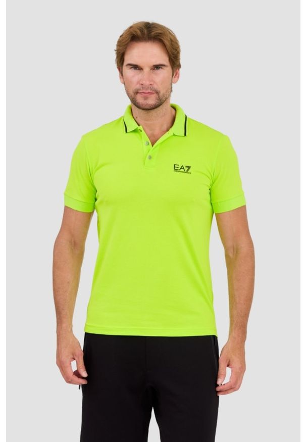 EA7 Emporio Armani - EA7 Zielona koszulka polo. Typ kołnierza: polo. Kolor: zielony