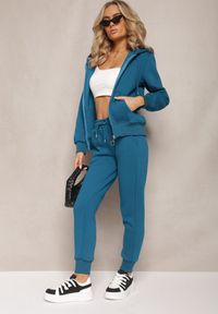 Renee - Niebieski 2-częściowy Komplet Dresowy z Bluzą i Spodniami Hebele. Kolor: niebieski. Materiał: dresówka. Wzór: gładki #1