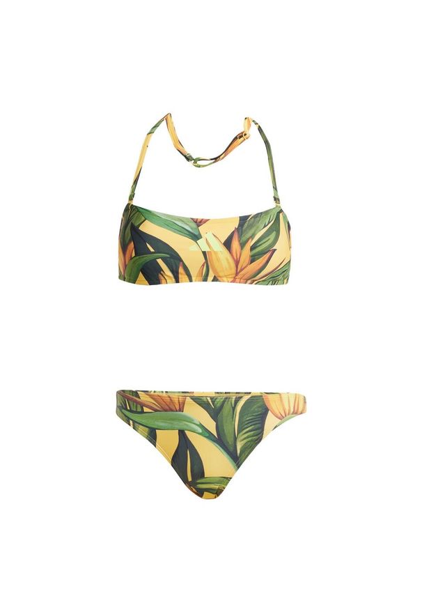Adidas - Zestaw adidas x FARM Neckholder Bikini. Kolor: żółty, wielokolorowy, zielony. Materiał: materiał. Wzór: kolorowy